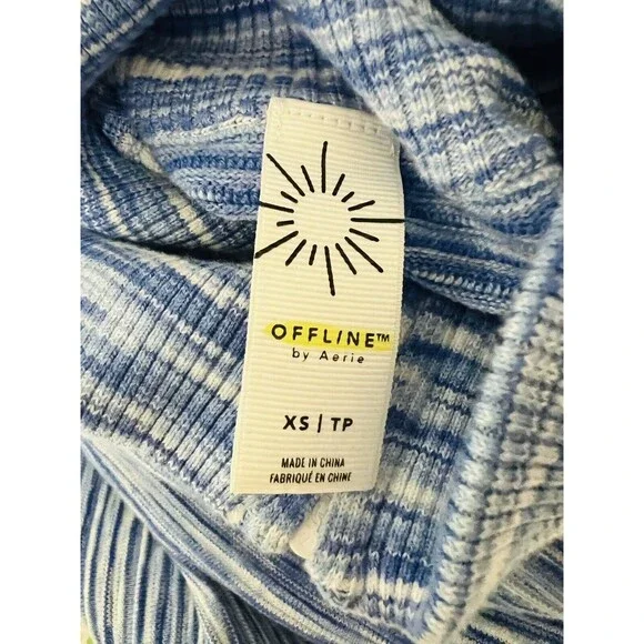 Aerie Offline 1/4 Zip Pullover Marled Blue Size XS Excellent Condition Oversized - Picture 11 of 12